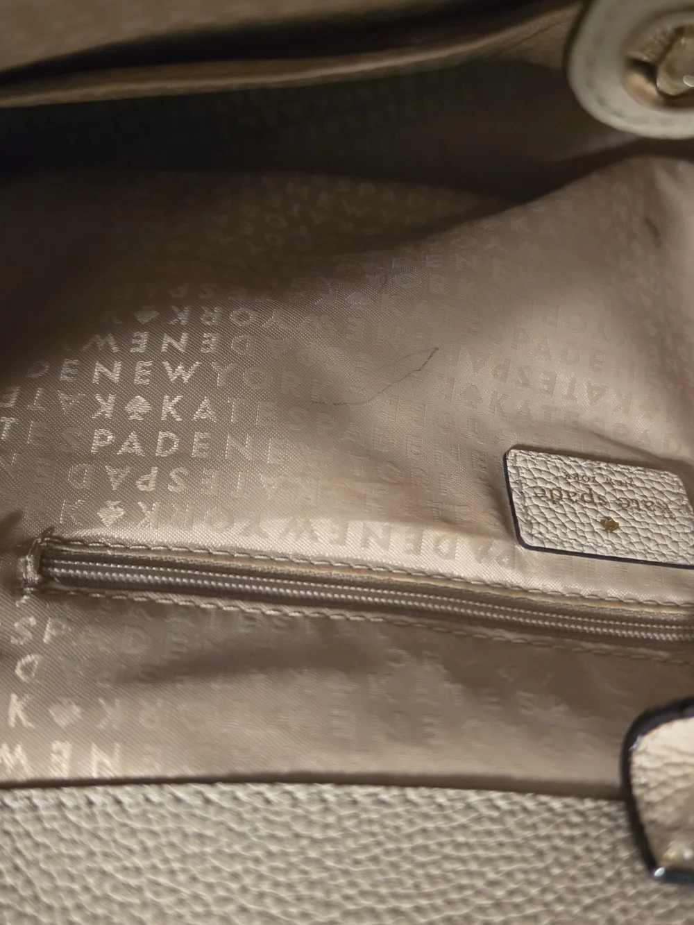 Kate Spade Pebbled Leather Satchel - Light Beige